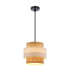 Rattan lampa wisząca E27 abażur biały+kremowy