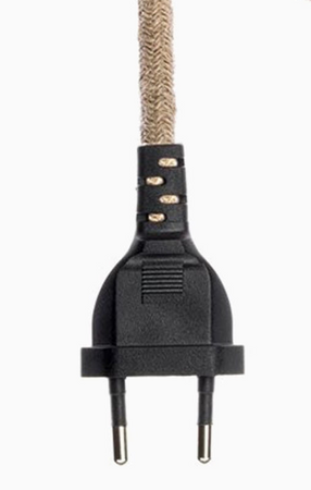 Przewód w oplocie z włącznikiem juta naturalna 2m