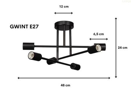 Lampa sufitowa Multi Patyczak czarna 6xE27