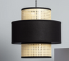 Rattanowa Lampa wisząca pleciona E27 czarna naturalna Boho