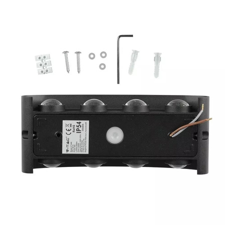 Oprawa Ścienna Góra Dół V-TAC 7W LED Czarna IP65 VT-848 3000K 940lm