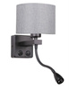 Kinkiet czarny/szary z lampką do czytania LED Polo Candellux 21-75499