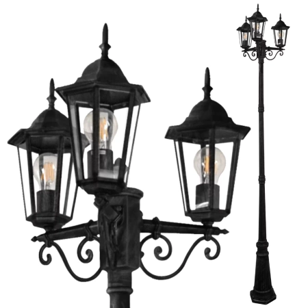 Lampa zewnętrzna LIGURIA 2,5m czarna 3xE27