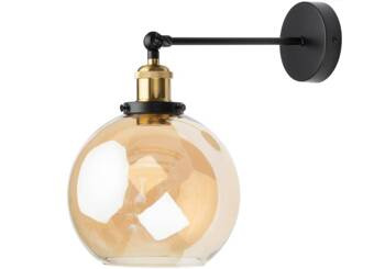 Kinkiet ścienny złota oprawa klosz bursztynowy 20 cm 1xE27