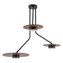 Nowodvorski Lampa sufitowa czarna drewno DISK