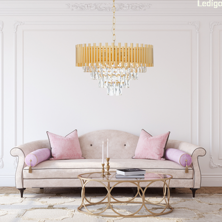 Lampa kryształowa wisząca luksusowa żyrandol Luxury WSC013 złota 9xE14 50cm