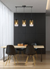 Aspra lampa wisząca czarny 3x60w e27 klosz bursztynowy
