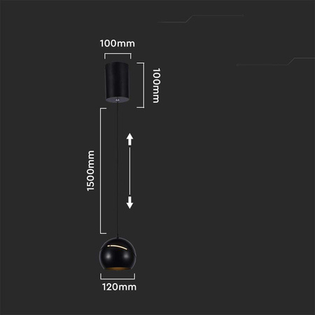 Oprawa Zwieszana V-TAC LED 8,5W 150cm Regulowana Czarna VT-7797 3000K 850lm