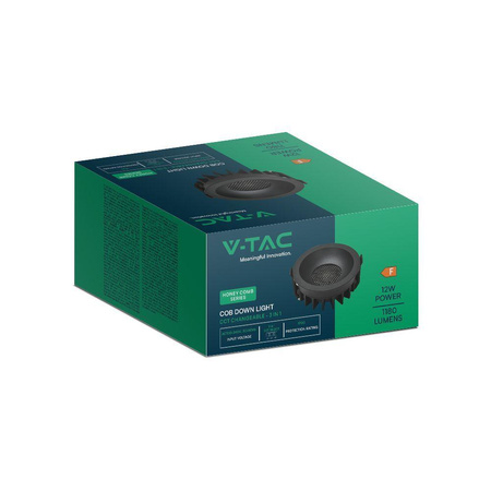Oprawa V-TAC LED Downlight 12W BRIDGELUX CHIP CCT Czarna Raster Antyolśnieniowy Plaster Miodu VT-17012 3000K-4000K-6400K 1180lm