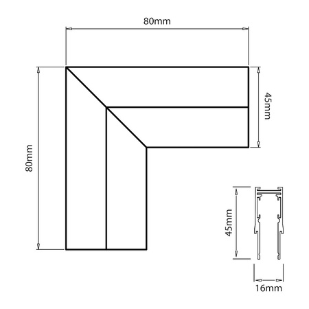 Narożnik natynk L góra dół magnetic track 10mm