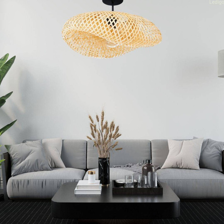 Lampa sufitowa bambusowa duża czarna NUSA 80cm 1xE27