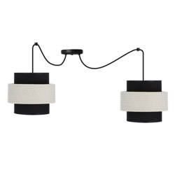 Benta P Lampa Wisząca Czarny 2X40W E27 Abażur Czarny+Kremowy