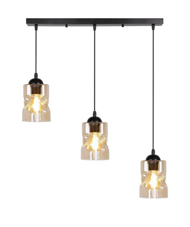 Lampa wisząca czarna/bursztynowa listwa 3xE27 Felis 33-00187