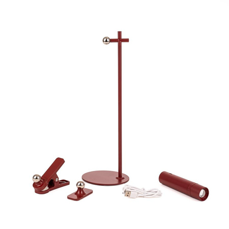 Lampka Biurkowa V-TAC 4w1 37cm Kinkiet Klips Latarka 3W LED Czerwona 