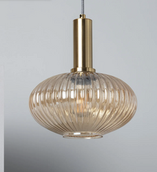 Szklana lampa wisząca Basile bursztynowa 1 xE27 złota