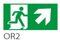 Piktogram SCHODY / WYJŚCIE W PRAWO W GÓRĘ do ORION - OR2 (300X100mm) / 39982