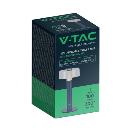 Lampka Biurkowa Nocna V-TAC 1W LED 30cm Ładowanie USB Ściemnianie Filetowa VT-1049 3000K 100lm
