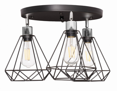 Lampa sufitowa plafon 3 klosze Diament czarny