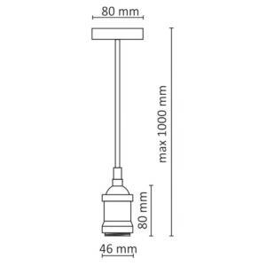 Zawiesie z oprawką NOLA CHROM E27 100cm kabel czarny