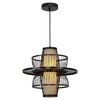 Rattanowa lampa wisząca Astra czarna 1xE27 Boho