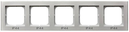 Ramka pięciokrotna do łączników IP-44 Sonata Ospel Srebrny mat