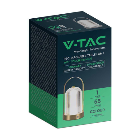 Lampka Biurkowa Nocna V-TAC 1W LED 22cm Ładowanie USB Ściemnianie Złota 