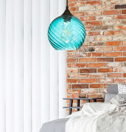 Lampa wisząca szklana niebieska kula VELA