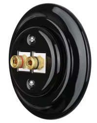 Gniazdo ceramiczne podtynkowe głośnikowe czarne retro bez ramki