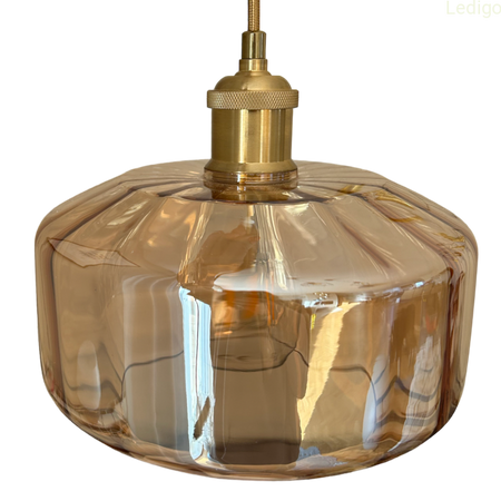 Lampa wisząca szklana złota bursztynowa Haga E27
