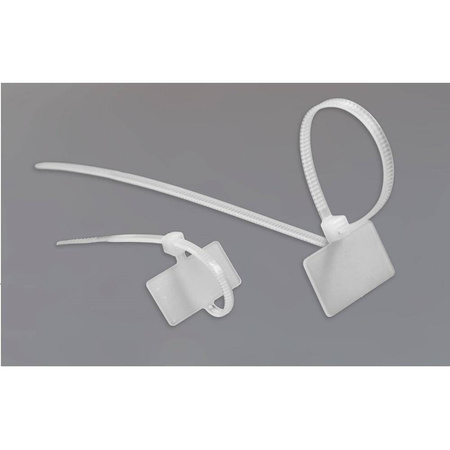 Opaska zaciskowa 2,5x100 biała z tabliczką opisową (op.30) ELEKTRO