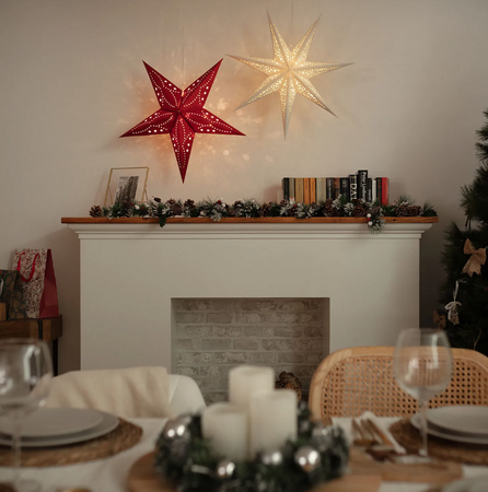 Świąteczna gwiazda tekturowa 60cm biała na baterie