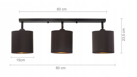 Lampa sufitowa reflektor 3xE27 listwa zielono złota 60cm