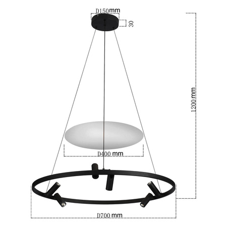 Light prestige Almeria lampa wisząca czarna LP-907/1P BK