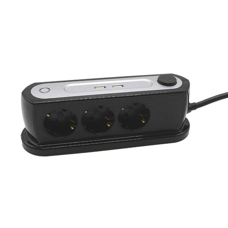 Przedłużacz Listwa Biurkowa zasilająca 3G. 2xUSB czarna 1.4M 