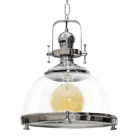 Lampa wisząca LOFT szklana - chrom Vintage kopuła