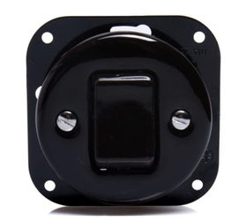 Włącznik ceramiczny krzyżowy podtynkowy czarny Retro bez ramki