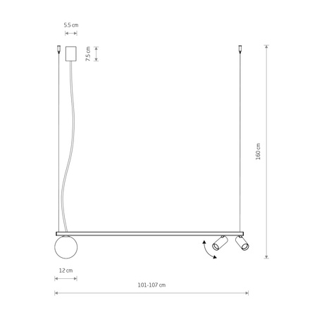Lampa wisząca z reflektorami FOURTY szara  Nowodvorski 11450