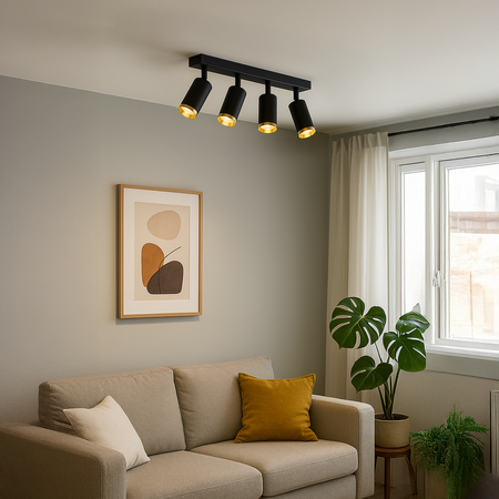 Oprawa Mica Spot Czarny + Złoty 4xGU10