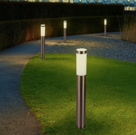 Słupek ogrodowy srebrny okrągły 1xE27 lampa IP44 45cm z czujnikiem ruchu 