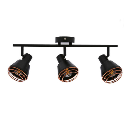 Lampa ścienna/sufitowa czarna klosz miedziany 3xE14 40W Neria 
