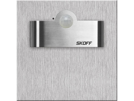 Oprawa schodowa z czujnikiem ruchu i zmierzchu Tango Short LED PIR 120 Skoff 2,4W 230V AC szlif inox b. niebieska