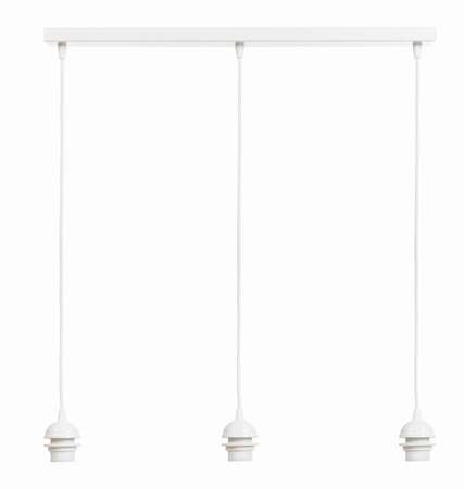 Lampa potrójna listwa biała abażur len naturalny