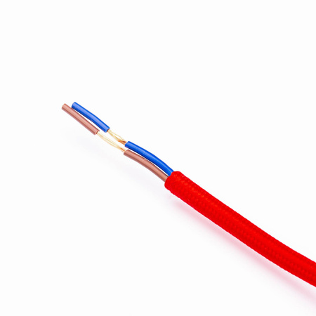 Przewód w oplocie kabel z wtyczką 2m czerwony
