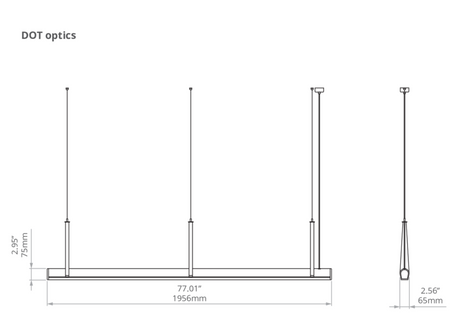 Kluś Lampa wisząca LED Tulip TU BEAM ZW L=1956mm, DOT, 25W, 4000K, DALI, SREBRNY