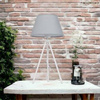 Lampa stołowa biała NEPTUN Mini z szarym abażurem Karo i włącznikiem