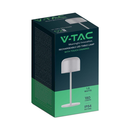 Lampka Biurkowa Nocna V-TAC 1,5W LED 21cm Ładowanie Ściemnianie Biała 