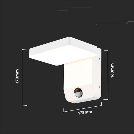 Projektor Oprawa Elewacyjna V-TAC 17W Czujnik Ruchu Biała IP65 VT-11020S 3000K 2520lm