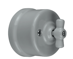 Włącznik ceramiczny obrotowy pojedynczy szary natynkowy