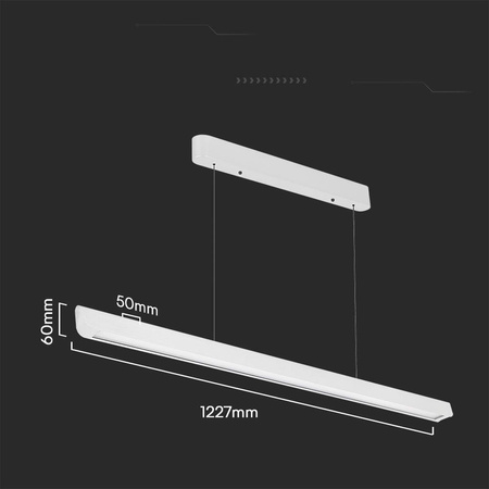 Oprawa V-TAC LED Linear SAMSUNG CHIP LIFUD Driver 36W 100st CCT Zwieszana 120cm Biała VT-7-35 3000K-4000K-6400K 2880lm 5 Lat Gwarancji