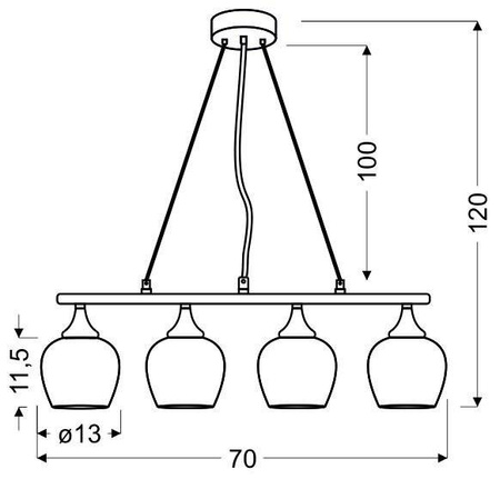 Lampa wisząca regulowana chrom 4xE27